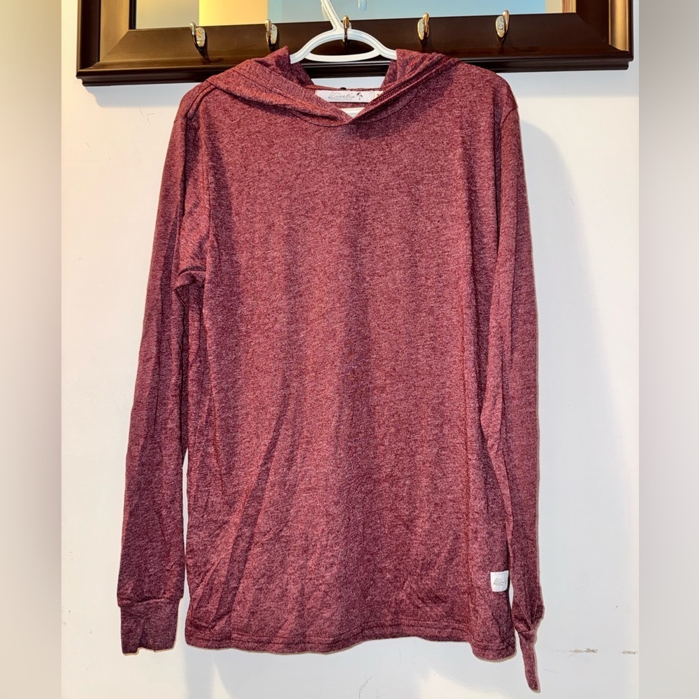 NWT Kinetix Casual Luxury men's long-sleeve tee hoodie Maroon Size Medium